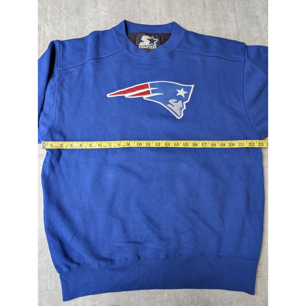 Vintage Starter Embroidered New England Patriots Blue Sweatshirt Medium - Picture 7 of 12